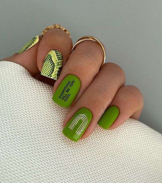 65 Beautiful Green Nail Art Designs for 2023 фото №34