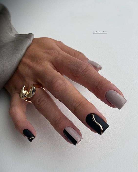 55 Black Nail Designs for 2024 фото №5