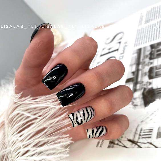 55 Black Nail Designs for 2024 фото №12