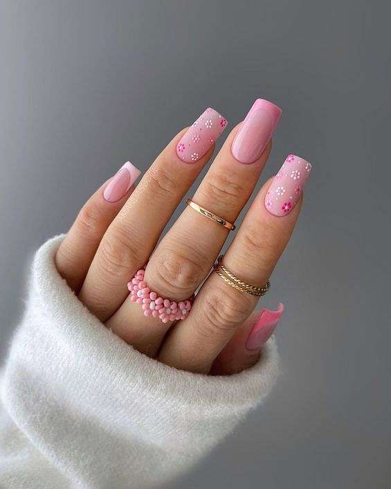 Beautiful Light Pink Nails Rhinestones Manicure Stock Photo 615063524