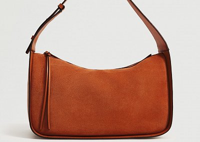 Кожаная сумка-багет Mango