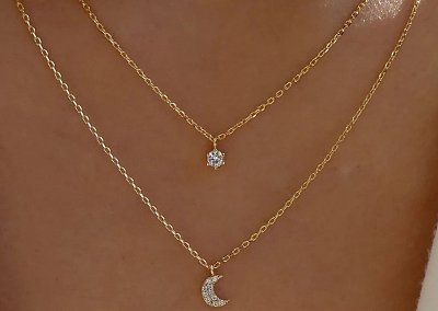 Многослойное колье с подвеской в ​​виде луны